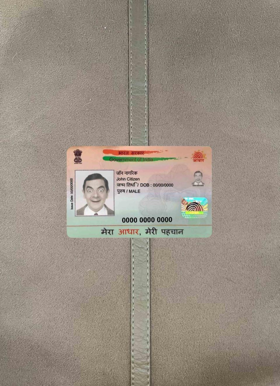 Download India Aadhaar PVC Card photolook FRONT Photoshop template